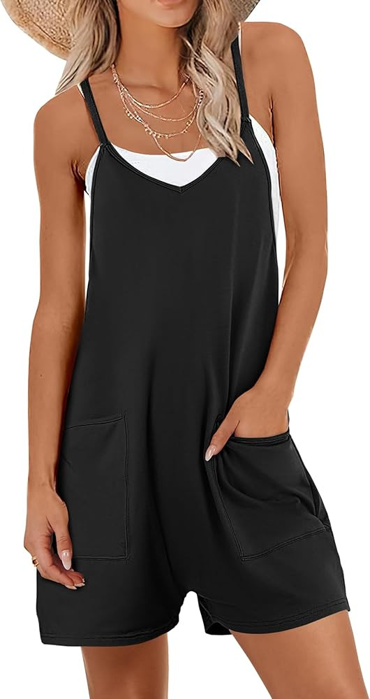 ANRABESS Womens Rompers Summer Casual Loose Sleeveless Overalls Spaghetti Strap Shorts Jumpsuit 2... | Amazon (US)