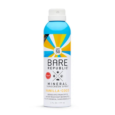 Bare Republic Mineral Vanilla-Coco Broad Spectrum Sunscreen Spray, SPF 50, 6 fl oz | Walmart (US)