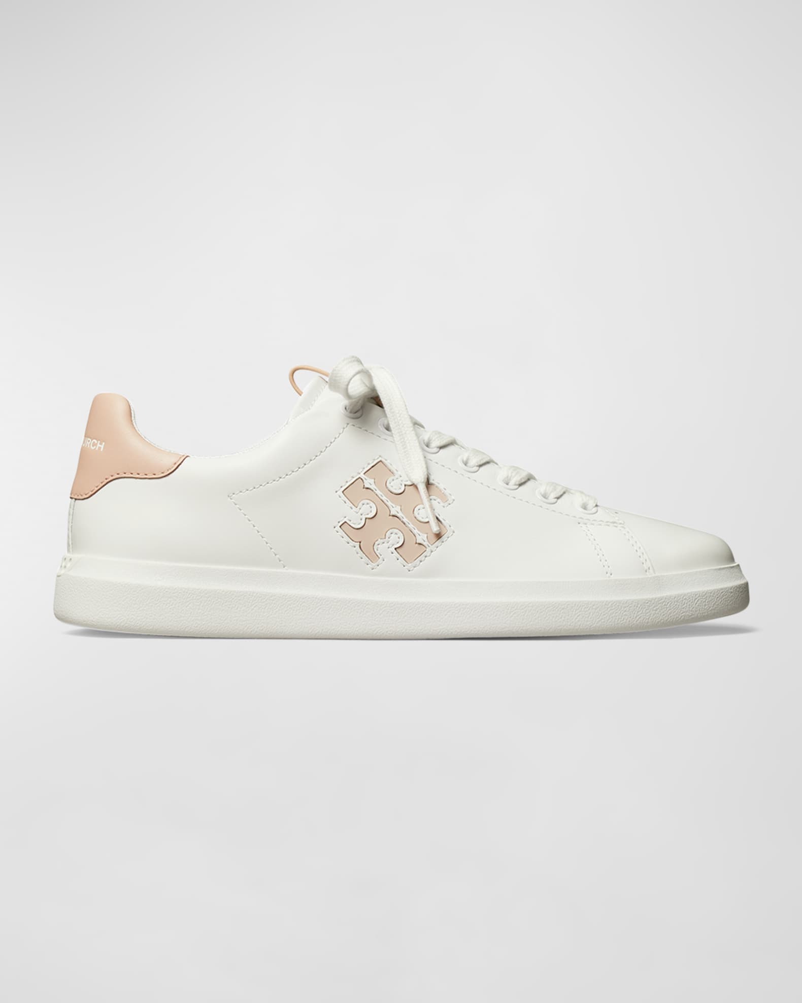 Tory Burch Double T Howell Low-Top Leather Sneakers | Neiman Marcus