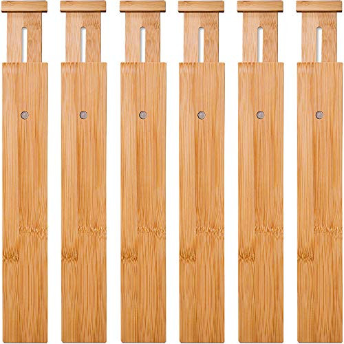 Extra-Large Bamboo Adjustable Drawer Dividers - Expandable (2.6 Tall, 17.5 - 22 Inch) Kitchen Utensi | Amazon (US)