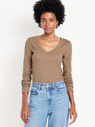 Cozy Snug Long-Sleeve V-Neck T-Shirt | Old Navy (US)