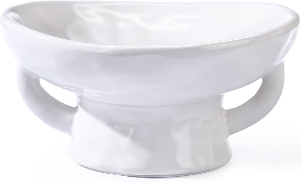 Ceramic Decorative Bowl 8.27x4.13 Inch Pedestal Decorative Bowl Rustic Farmhouse Fruit Bowl for H... | Amazon (US)