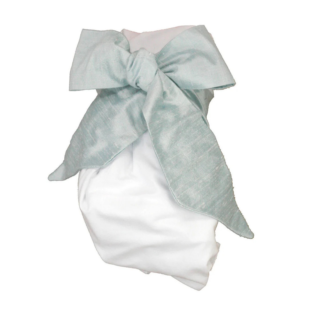 Bow Swaddle ® - Sea Blue Silk | The Beaufort Bonnet Company