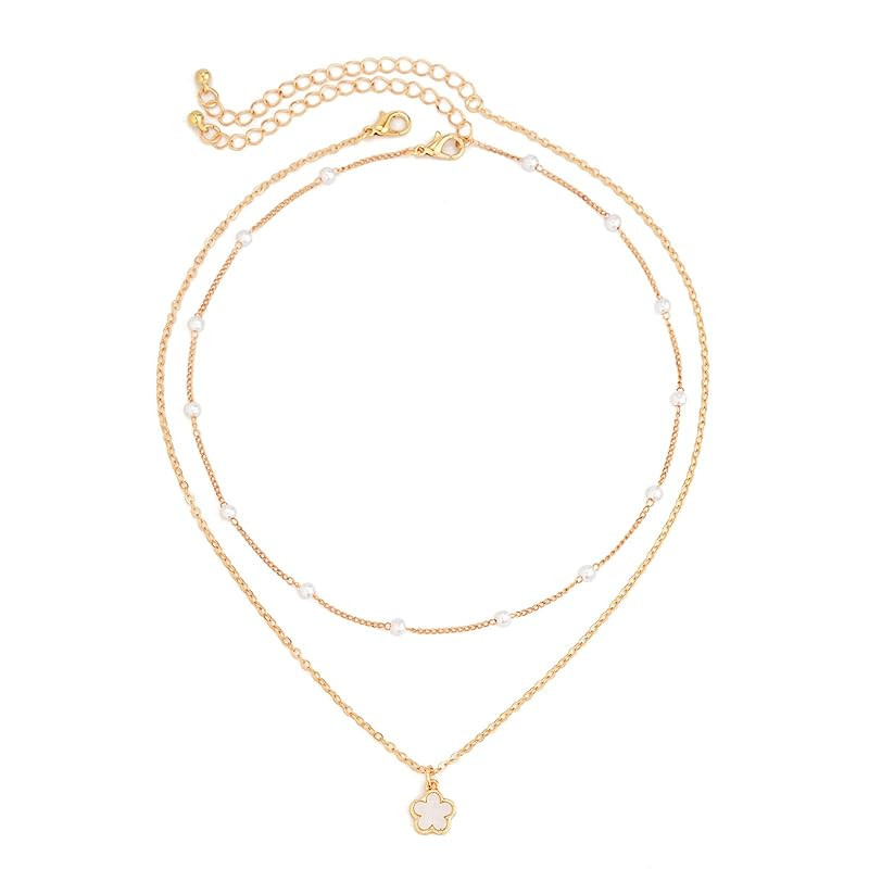 Pearl Necklaces For Women 2PC Layered Pearl Necklace With Clover Pendant Gift For Women's Birthda... | Amazon (US)