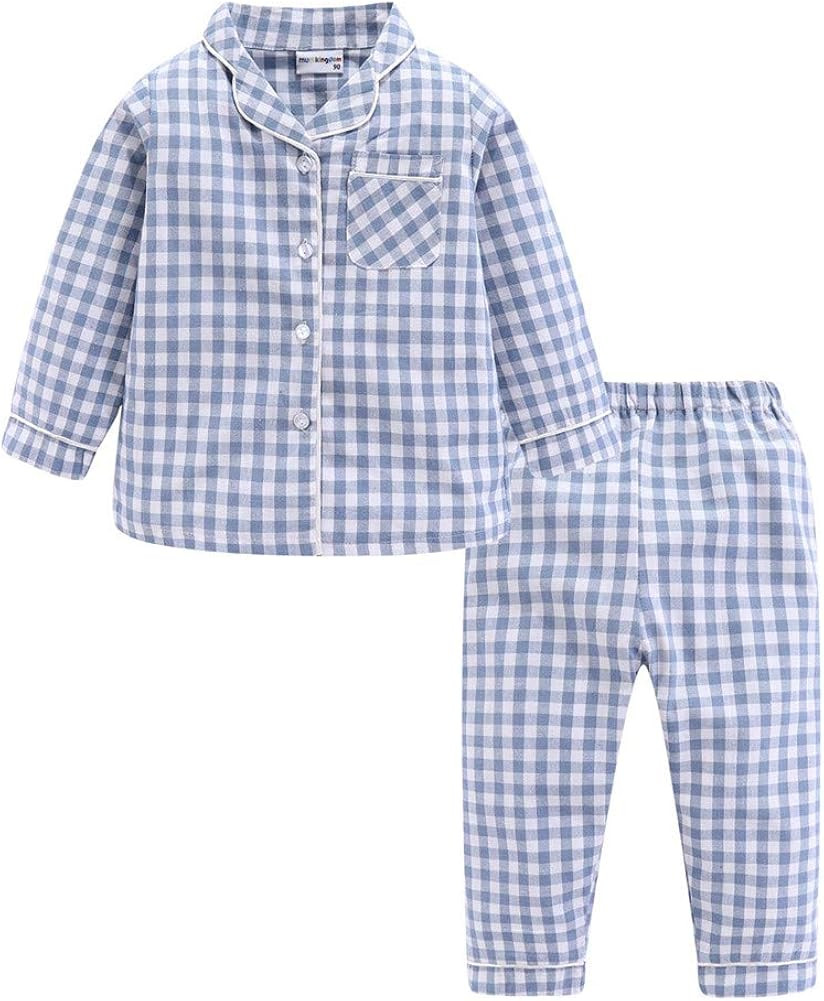 Mud Kingdom Boutique Girls Boys Pajamas Set Collared Long Sleeve Sleepwear | Amazon (US)