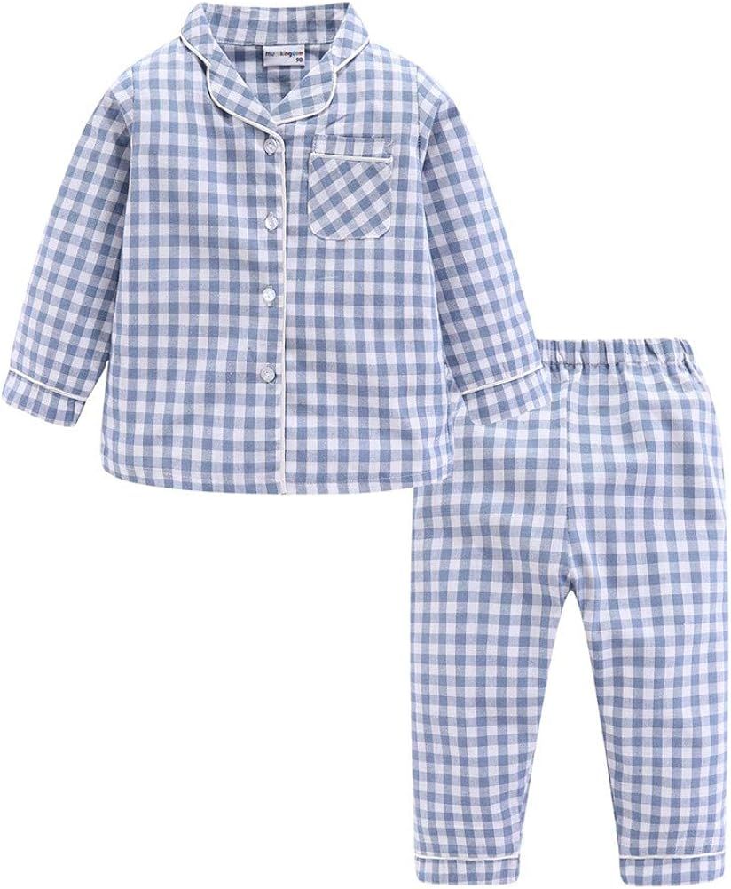 Mud Kingdom Boutique Girls Boys Pajamas Set Collared Long Sleeve Sleepwear | Amazon (US)