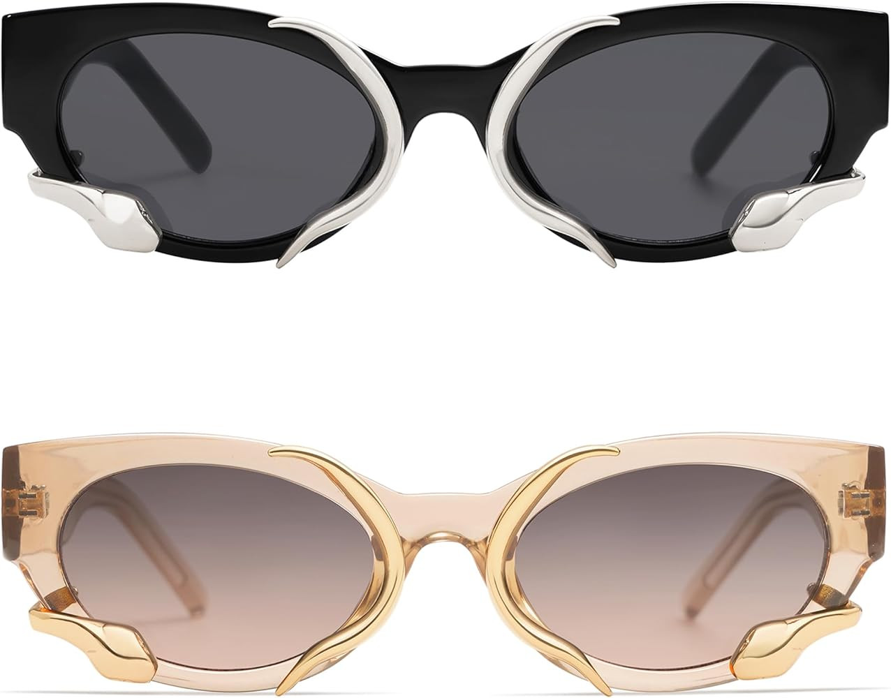 Trendy Sunglasses for Women Men Vintage Narrow Cateye Metal Snake Sunnie Y2k Accessories AP3621 | Amazon (US)