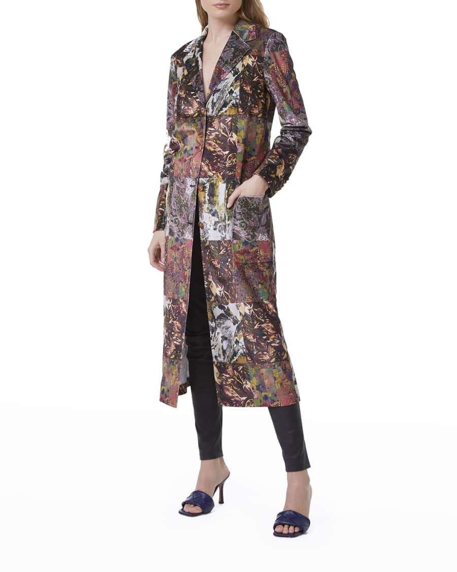 Robert Graham Ophelia Patchwork-Print Velvet Duster Jacket | Neiman Marcus