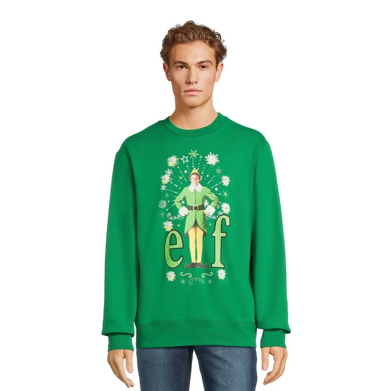 Elf Men's Light Up Christmas Sweater with Long Sleeves, Sizes S-3XL | Walmart (US)