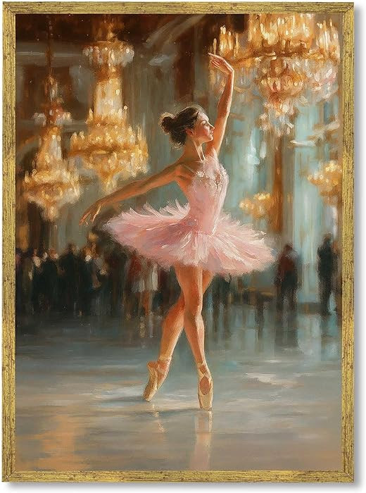 Framed Ballet Dancer Poster Canvas Wall Art Print Elegant Vintage Painting Pictures Wall Decor fo... | Amazon (US)