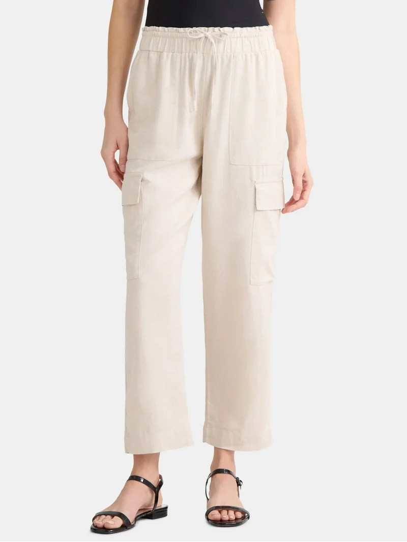 Time and Tru Linen Straight Pant, 27" Inseam, sizes XS-XXXL | Walmart (US)