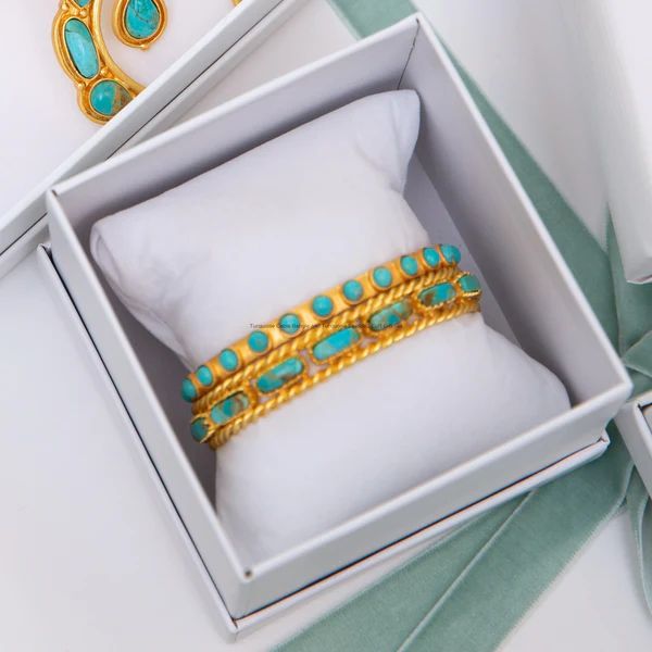 Turquoise Cable Bangle and Turquoise Studded Cuff Gift Set | Christina Greene 