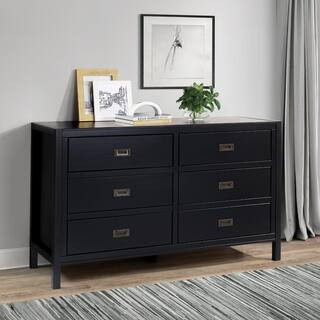 Welwick Designs 57" Classic Solid Wood 6-Drawer Dresser - Black HD8418 - The Home Depot | The Home Depot