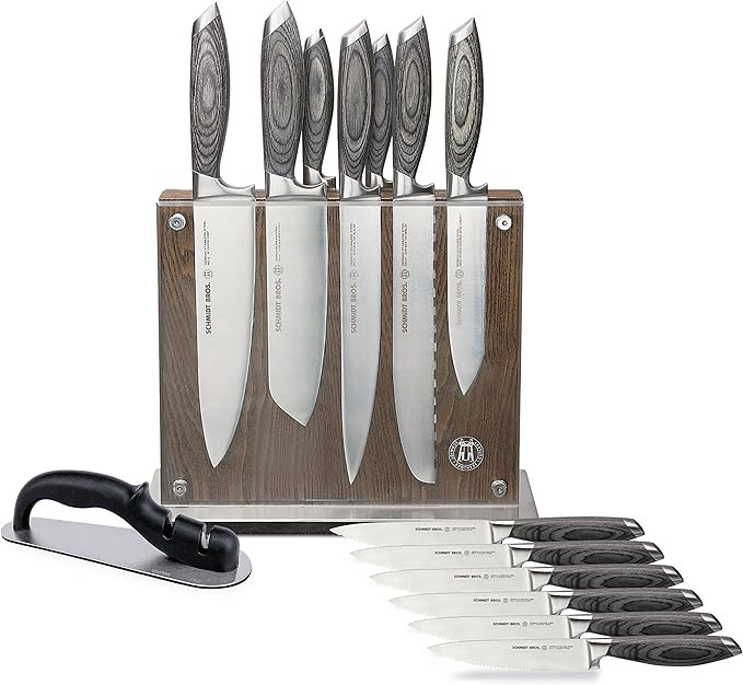 Schmidt Brothers -Bonded Ash- 15-Piece Knife Set, High-Carbon Stainless Steel Cutlery with Downto... | Amazon (US)