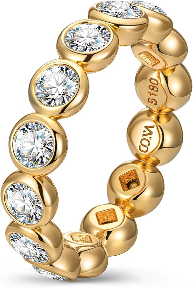 Created with Swarovski® Crystals 14K Gold Plated Stackable Rings, Bezel Set Pinky Ring Wedding B... | Amazon (US)