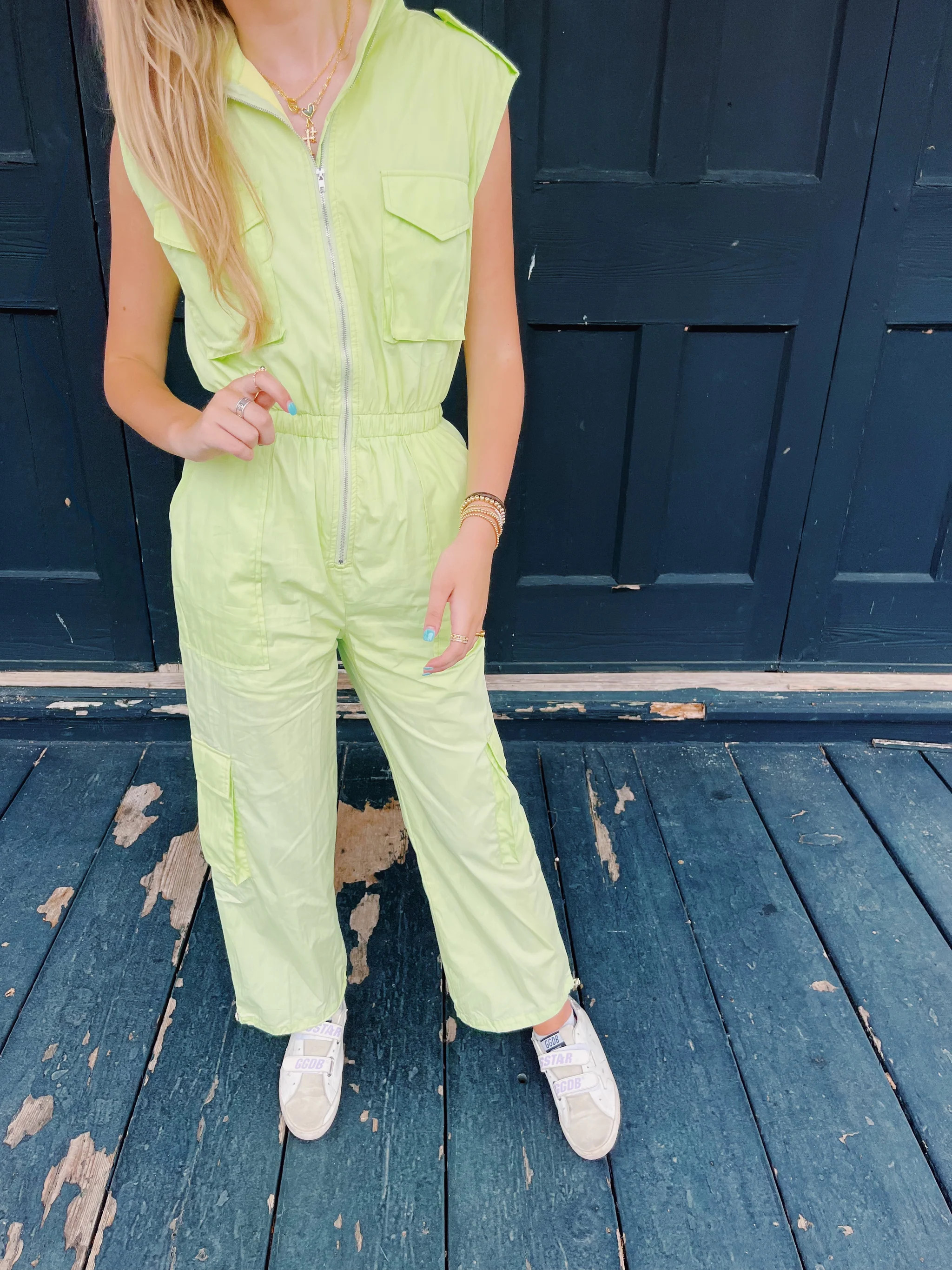 Work It Cargo Jumpsuit - Lime Light | Triple Threads