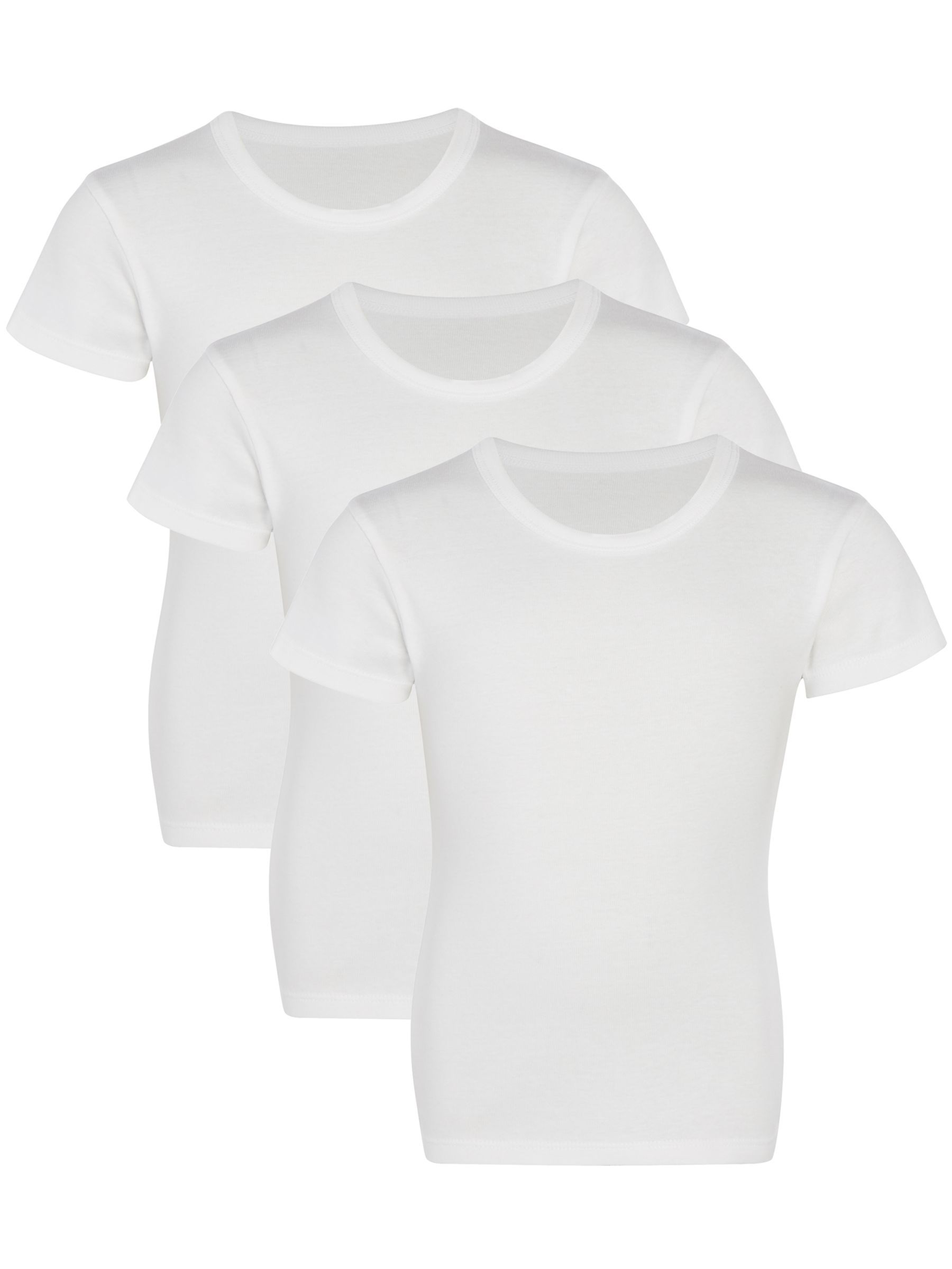 John Lewis ANYDAY Kids' Short Sleeve T-Shirt Vest, Pack of 3, White | John Lewis (UK)