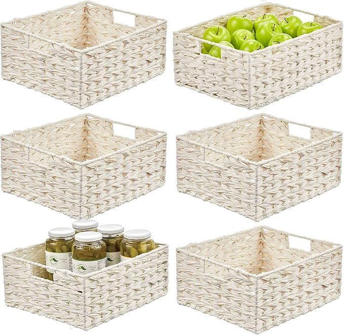 Home Fresh 6 Pack Baskets for Pantry Food Storage Organizer Basket Kitchen Bin Box Container Orga... | Amazon (US)