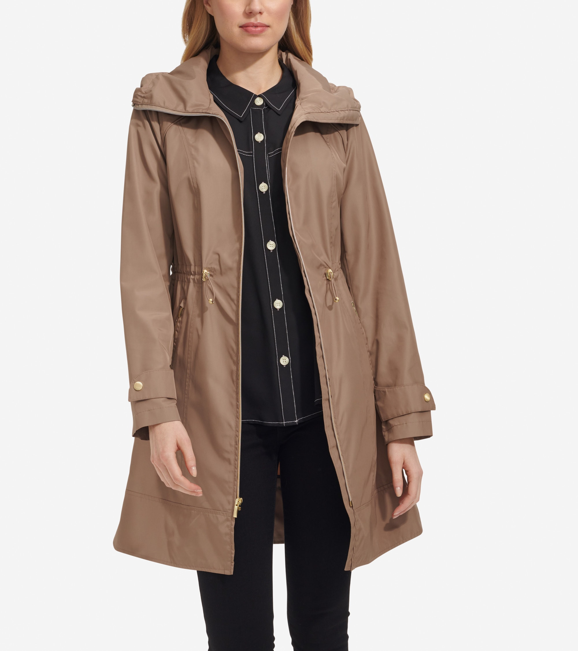 Cole Haan Women's Packable Rain Jacket - Beige Size Small Water-Resistant | Cole Haan (US)