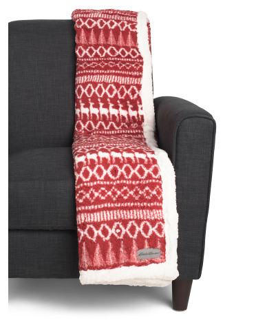 50x60 Alpine Fair Isle Printed Sherpa Throw | TJ Maxx