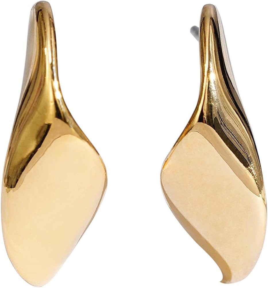 Amazon Essentials Rhodium or Yellow Gold Plated Brass Twisted Half Hoop Earrings | Amazon (US)