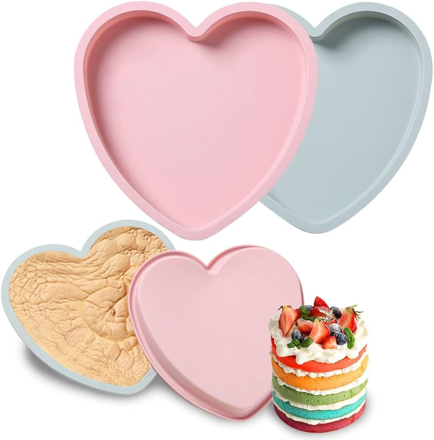 4PCS Cake Pan Silicone Baking Mold,Heart Shaped Cake Mould Pastry Baking Tray Mould Nonstick Cake... | Amazon (UK)
