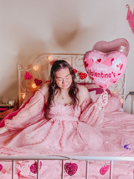 Living In My Pink Fairytale! 💖👑 Happy Valentine’s Day! 💘 Back again with my yearly tradition of taking pictures with my heart shaped balloons. 🎈I went with a blush pink theme this year to match my room. 💗 Hope everyone has a loved filled day! ❤️

#LTKSeasonal #LTKcurves