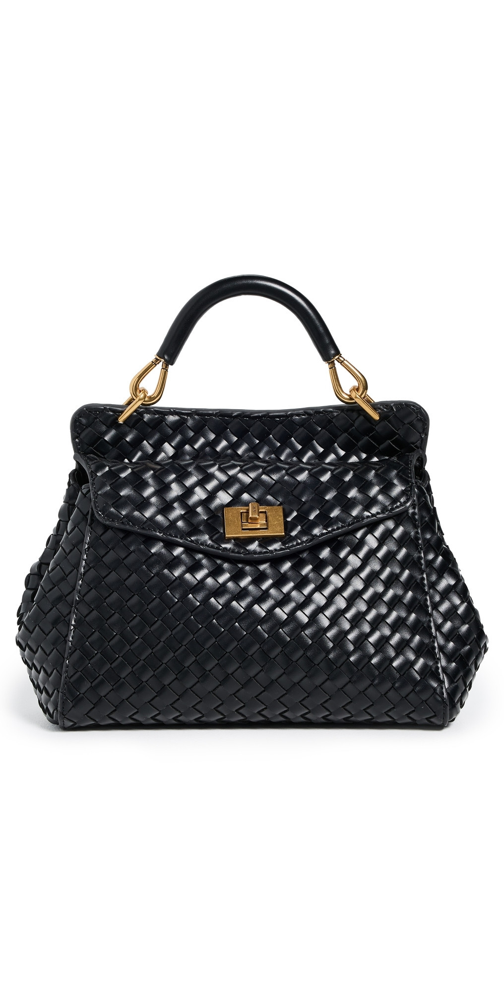 JW PEI Lucia Classic Top Handle Faux Leather Woven Bag Black One Size | Shopbop
