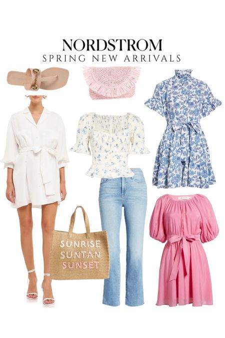 Nordstrom new arrivals , spring style, spring outfits beach vacation outfits wedding guest dresses blue and white dress straight leg jeans 

#LTKunder50 #LTKtravel #LTKFind