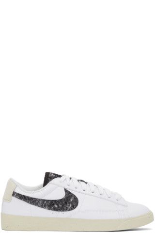 White & Grey Blazer Low SE Sneakers | SSENSE