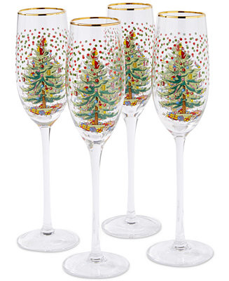 Spode Christmas Tree Polka Dot Champagne Flutes, Set of 4 - Macy's | Macy's