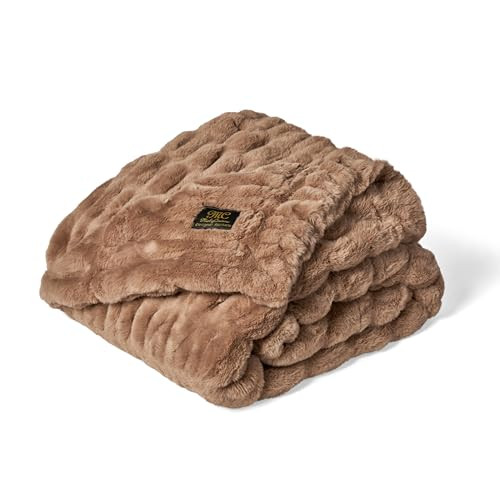 Minky Couture Hugs Blanket - Extra Plush Blanket for Premium Gifting - Stretchy Bubbled Cozy Throw - Silky Smooth - Durable & Machine-Washable - Travel-Friendly - Adult, Milk Chocolate | Amazon (US)
