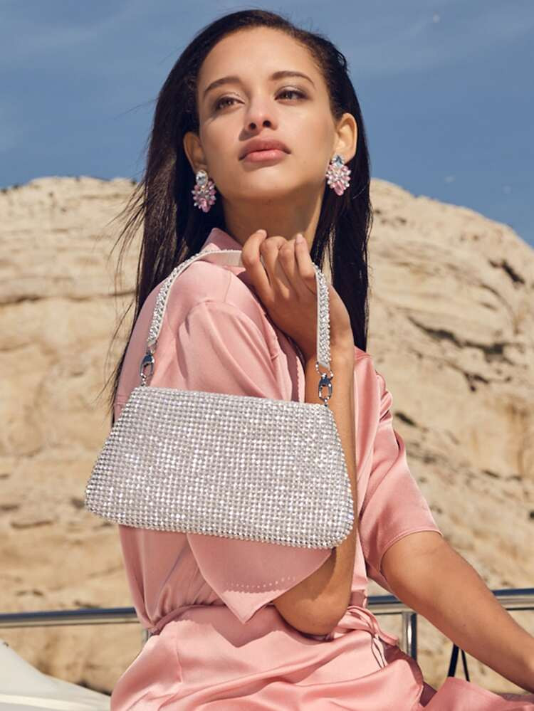 Rhinestone Detail Clutch Bag | SHEIN