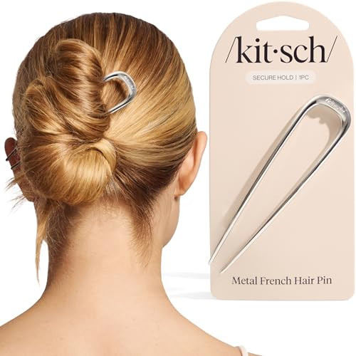 Kitsch French Hair Pins for Women – Elegant & Durable Metal French Pin for Updos, Chignon, Buns & Twist Hairstyles | Secure Hold All Day, Comfortable Fit | Ideal Gifts for Women- Silver, 1pc | Amazon (US)