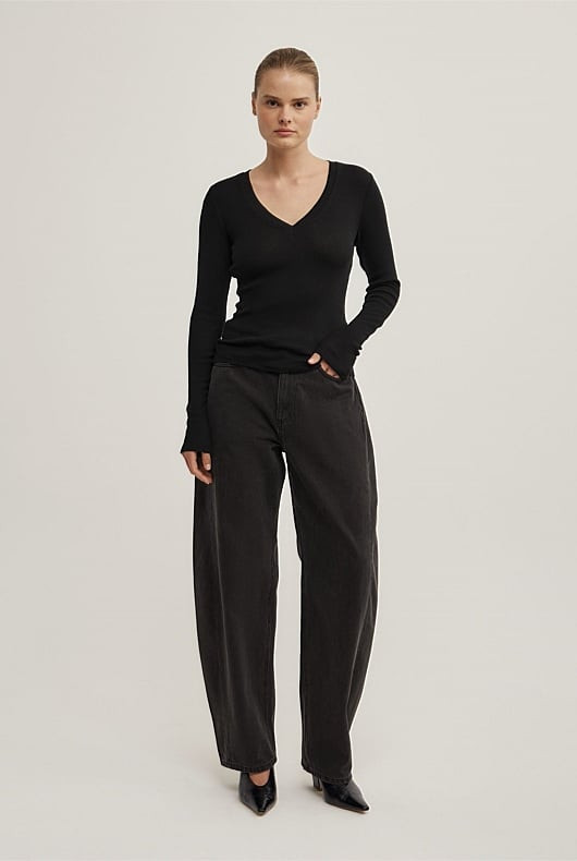 Fine V-Neck Long-Sleeve Top | Witchery