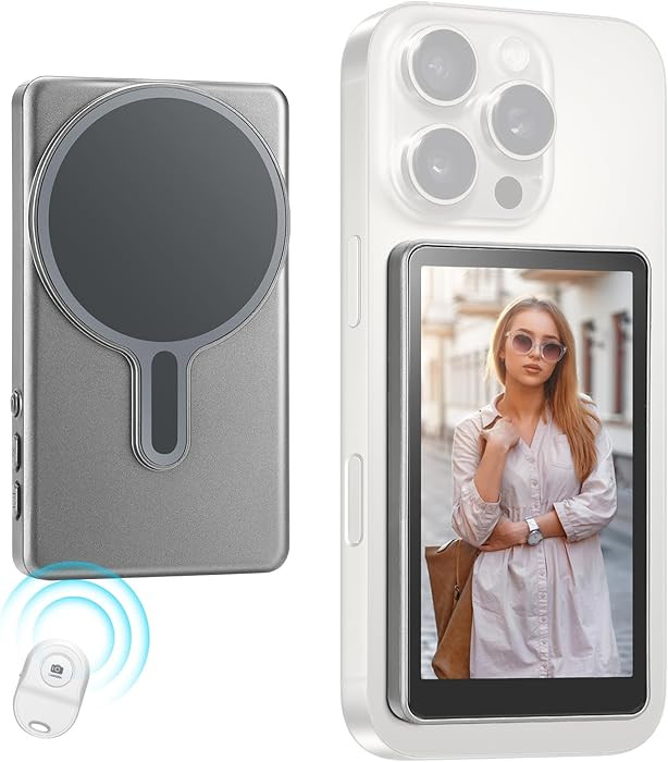 Magnetic Phone Vlog Selfie Monitor Screen,1080P Wireless Recording,Back Camera Selfie Monitor wit... | Amazon (US)