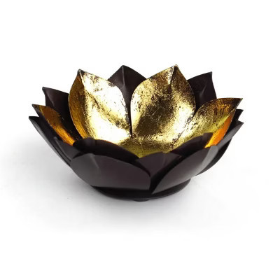 Slickblue Lotus Candle Bowl, Metal Holder with Gold Leaf Interior, Decorative Flower Design, Small | Target