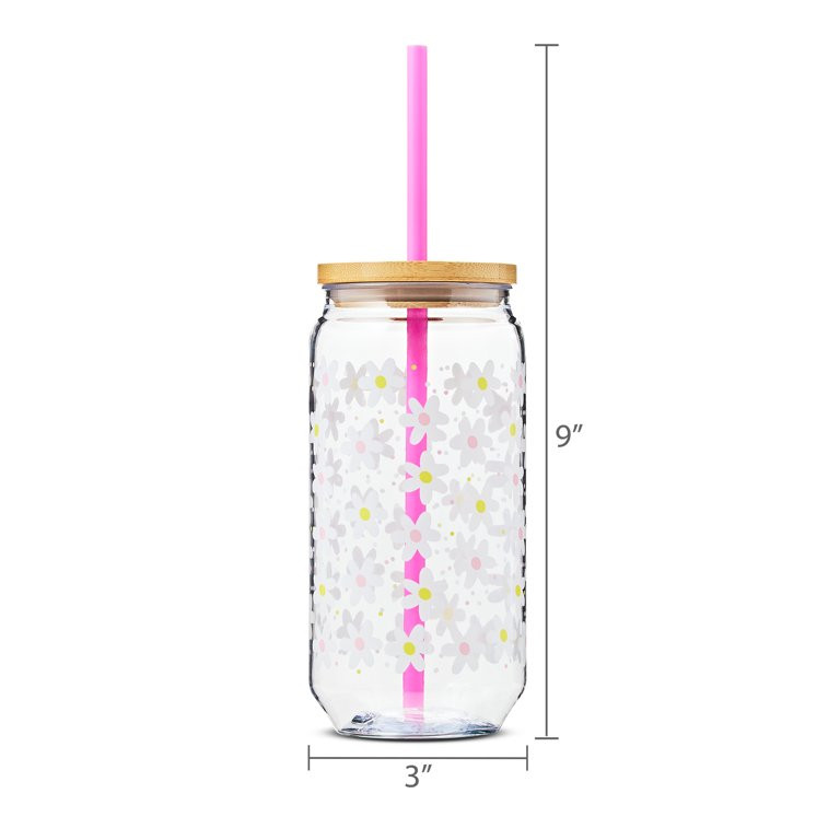 Easter Plastic White Flowers Cup with Bamboo Lid and Plastic Straw, 20 oz, by Way To Celebrate - ... | Walmart (US)