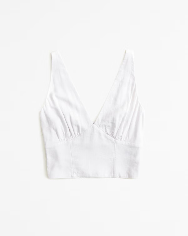 Women's Linen-Blend V-Neck Set Top | Women's Clearance | Abercrombie.com | Abercrombie & Fitch (US)