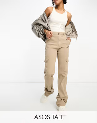 › ASOS DESIGN Tall slim cargo pants with pockets in sand | ASOS (Global)