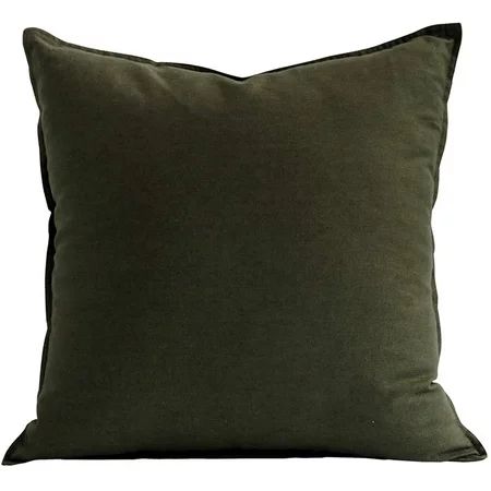 24 x 24 Natural Cotton Linen Soft Soild Decorative Square Throw Pillow Covers Green Set Cushion Case | Walmart (US)