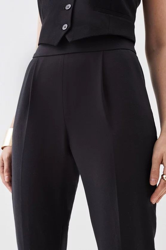 Compact Stretch High Waist Tailored Trousers | Karen Millen UK + IE + DE + NL