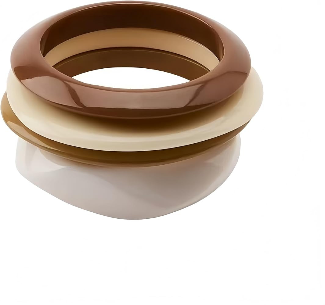 Chunky Gold Bracelet Stack for Women - 4Pcs Stackable Bangles Set with Tortoise Shell & Jelly Sty... | Amazon (US)