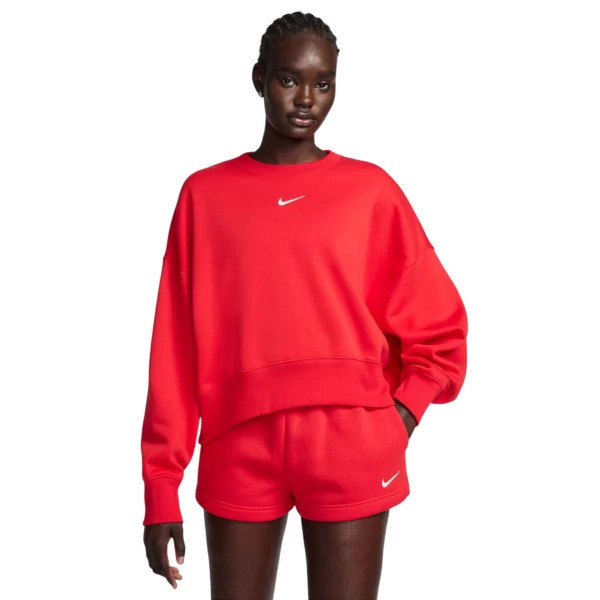 Women's Nike Sportswear Phoenix Fleece Crewneck Sweatshirt Small University Red/Sail | Scheels