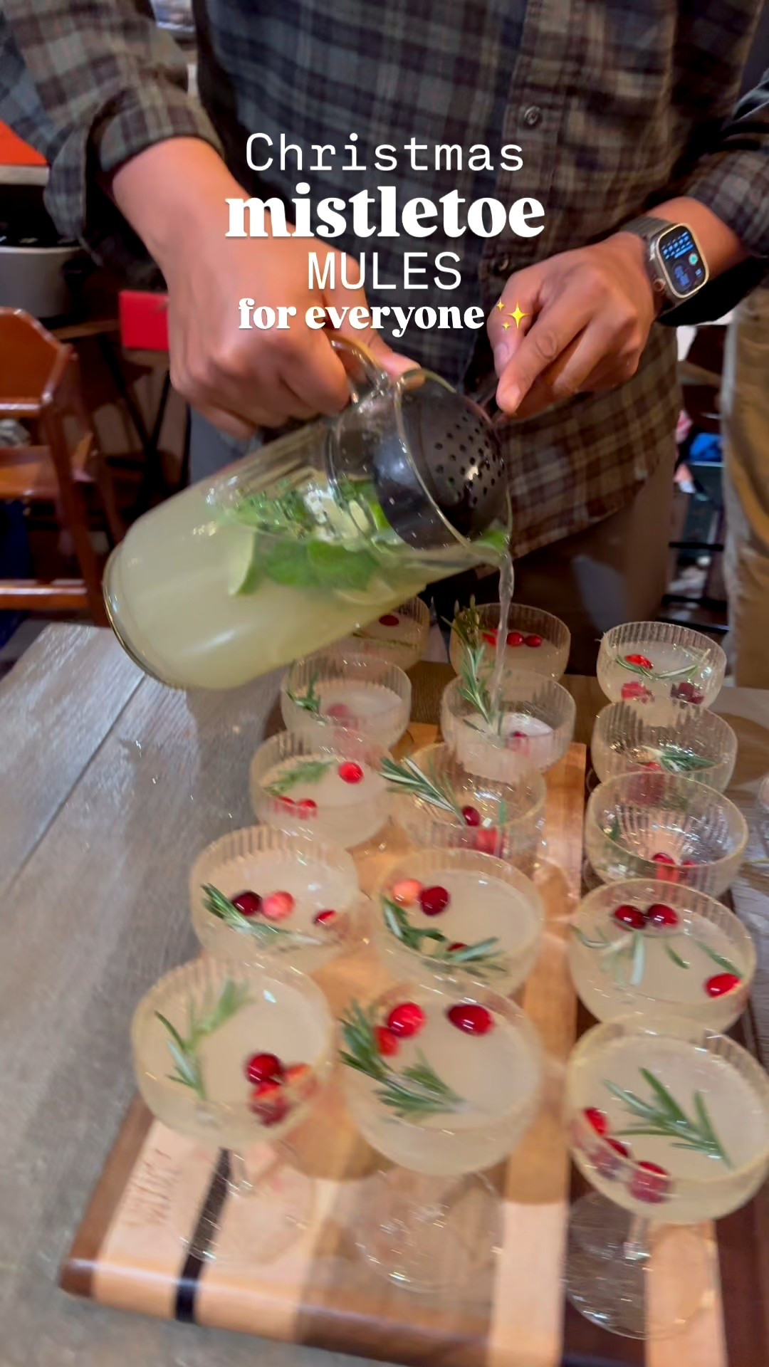 Mistletoe Mules ✨🎄
A holiday twist on a classic mule, served coupe-style.
Pitcher Recipe:
🌿 Handful of fresh mint
🍋‍🟩 1 cup fresh lime juice
🥃 2 cups tequila
🫚 4 cups ginger beer
Muddle mint and lime juice in a pitcher.
Add tequila, then gently stir in ginger beer.
Pour into coupe glasses and garnish with rosemary sprigs + cranberries ✨
Perfect for holiday hosting 🎁🍸

#LTKHoliday #LTKfoodie #LTKTravel