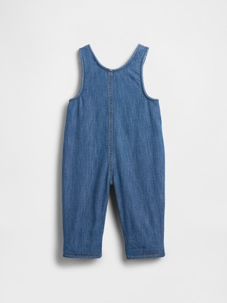 Baby Cozy-Lined Denim Bear Pocket Overalls | Gap (US)