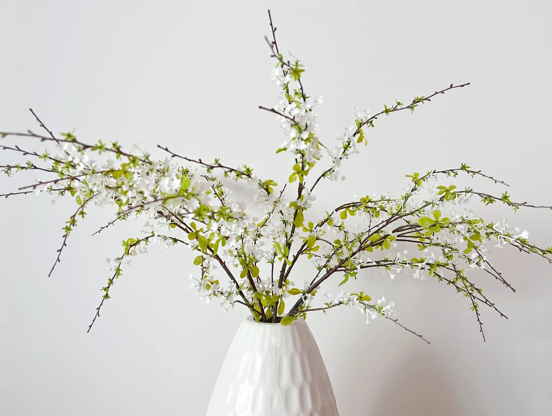 Thunberg's meadowsweet branch/Spring tree branch home decor/Large tree stems decoration/Plant arr... | Etsy (US)