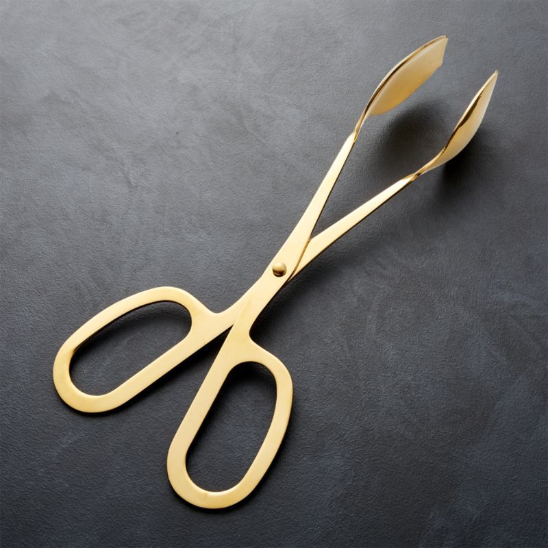 Holiday Gold Scissor-Handled Serving Tongs + Reviews | Crate & Barrel | Crate & Barrel