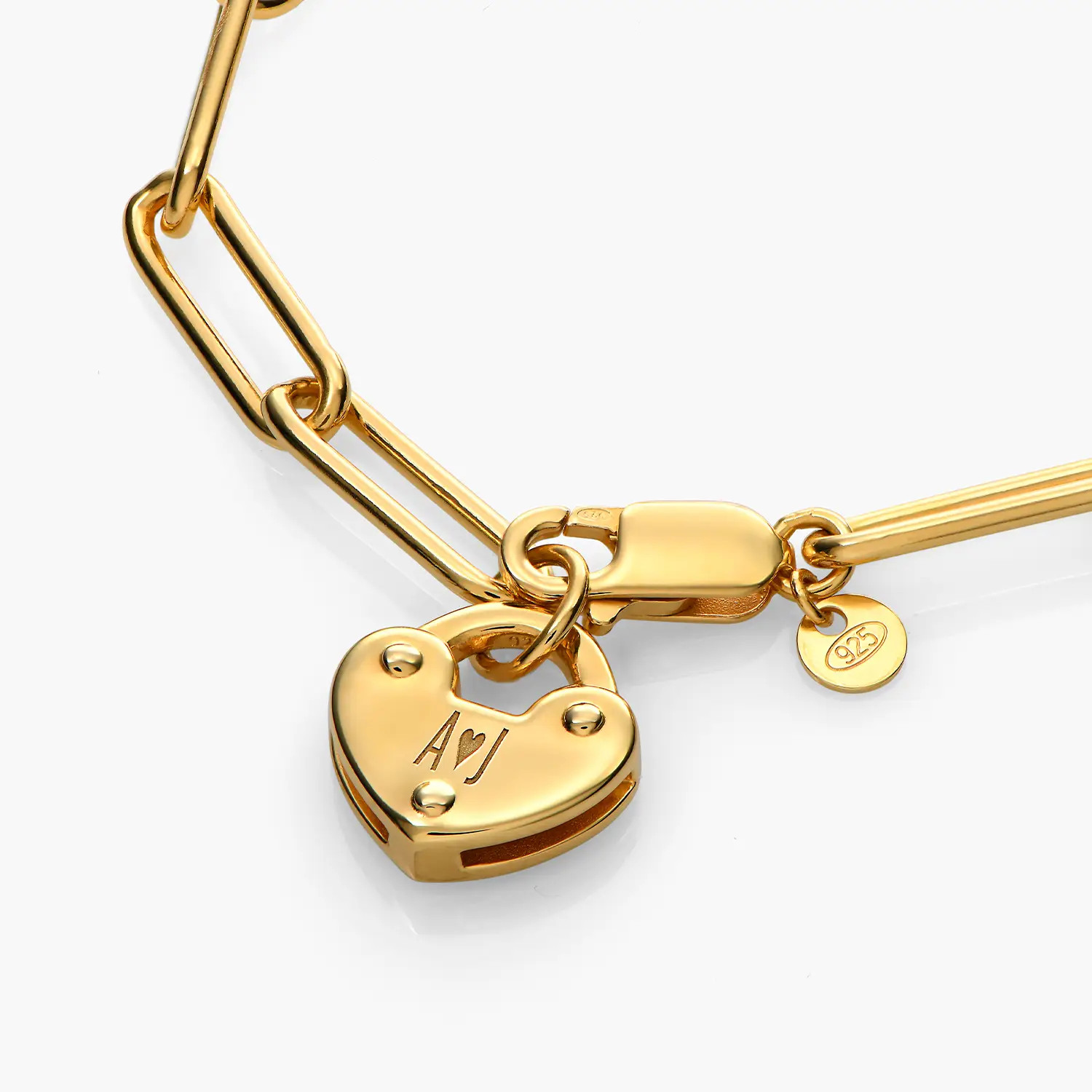 Heart Charm Lock Bracelet - Gold Vermeil | Oak & Luna (US)