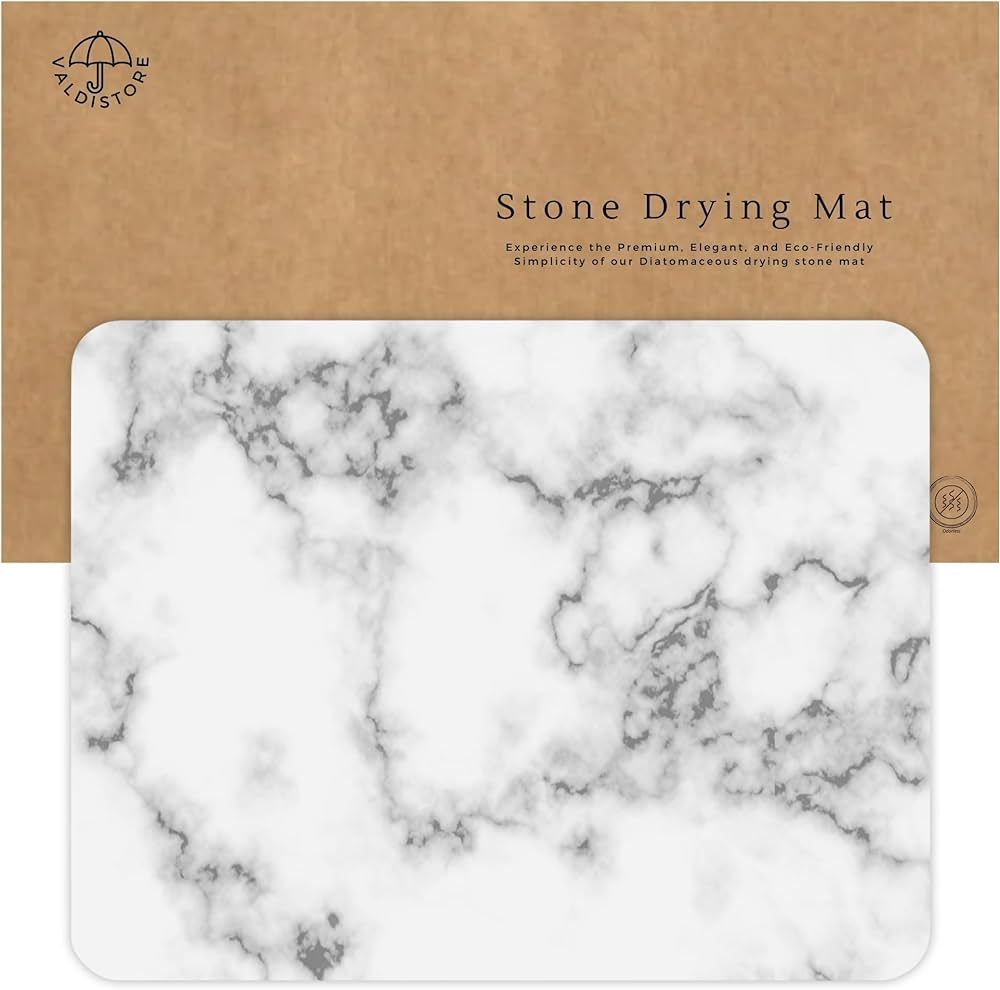 17,7 x 13,8 in Elegant Stone Drying Mat for Kitchen Counter, Premium Finish Stone Dish Drying Mat... | Amazon (US)